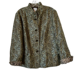 Chico's Formal Jacket Paisley w/ Good Thread w/ Leopard Interior & Cuffs Buttons